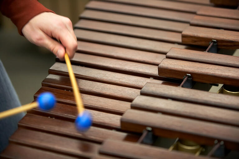 closeup of a xylophone being played