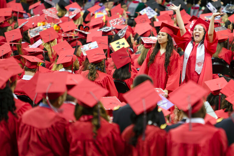 crowd of students at commencement