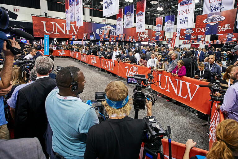 media filing center inside the Cox Pavilion during the 2016 Presidential Debate