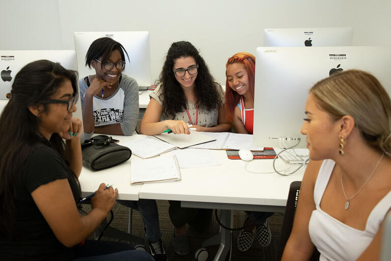 Students working on math exercises