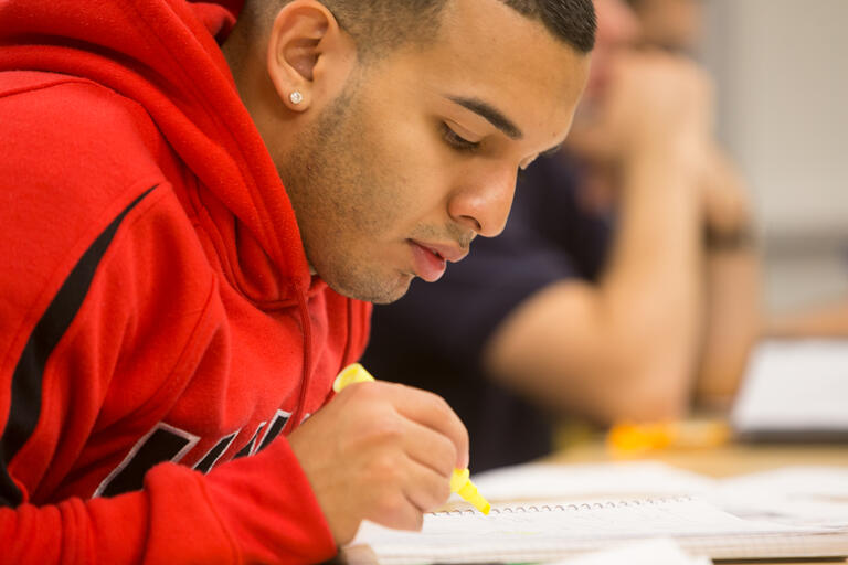 Student taking a test