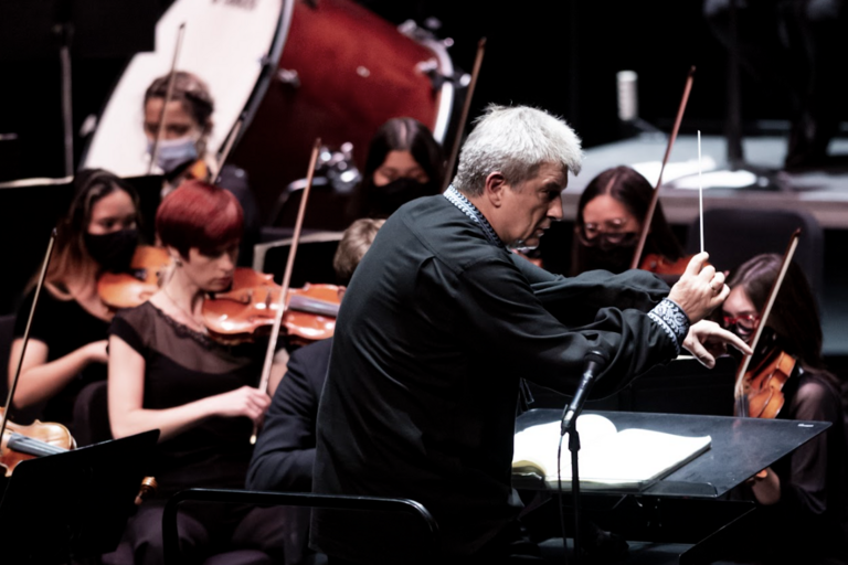 Taras Krysa conducting at Artemus W. Ham Concert Hall