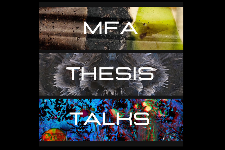 UNLV Art Banner that says &quot;MFA THESIS TALKS&quot;