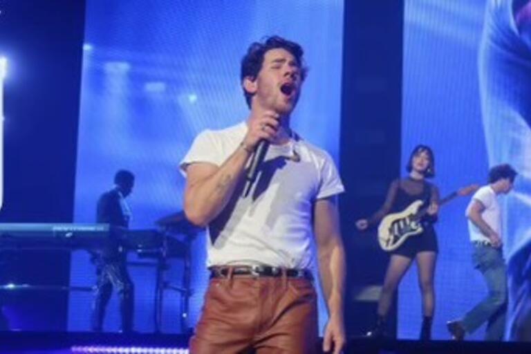 Jonas Brothers performing live on stage in Las Vegas, Nevada.