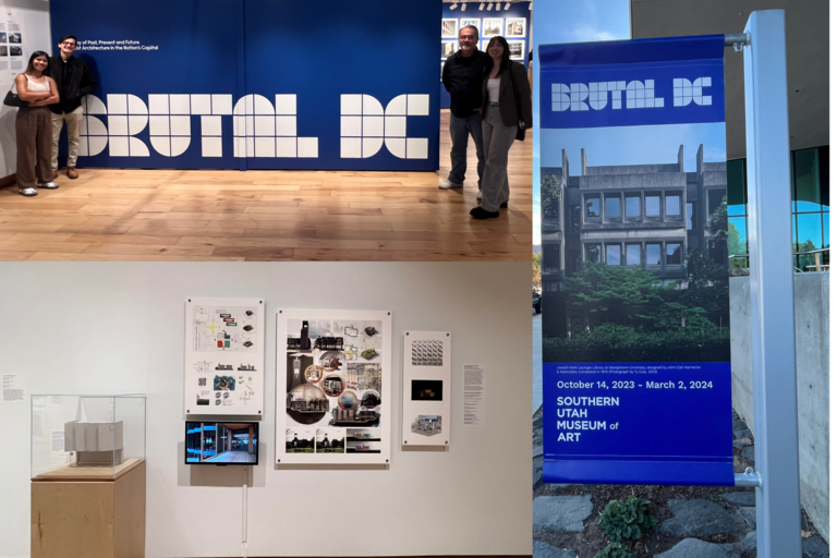 Travel photos of UNLV Architecture students visiting their work in an exhibition at the Southern Utah Museum of Art titled: Brutal DC.