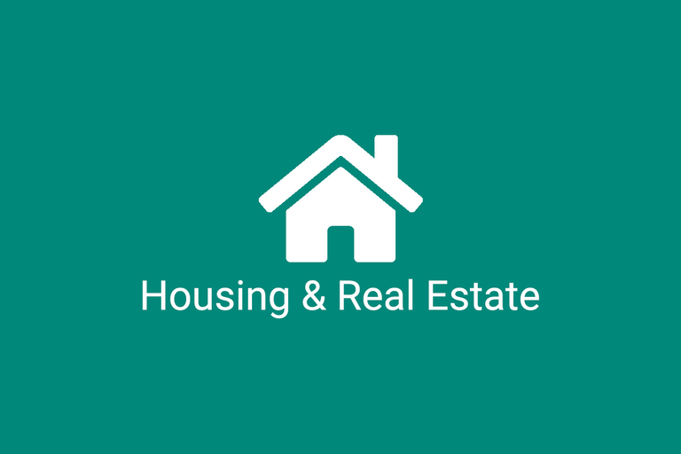 image of a house with text saying Housing and Real Estate