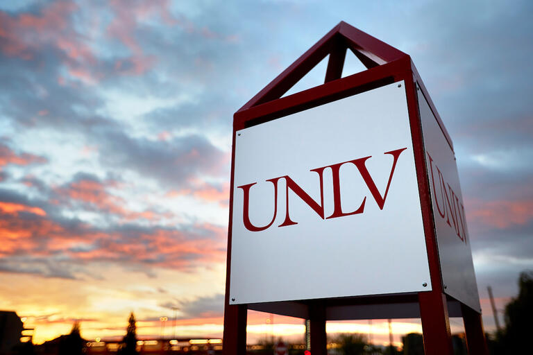 UNLV sign at sunset