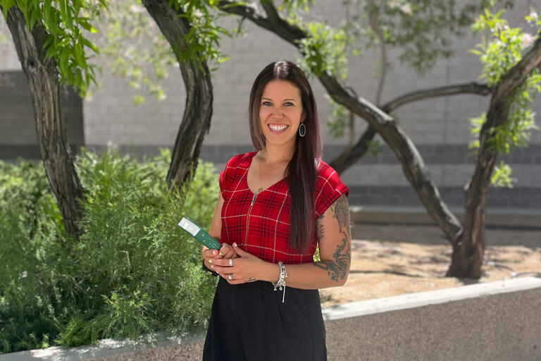 woman smiling outside