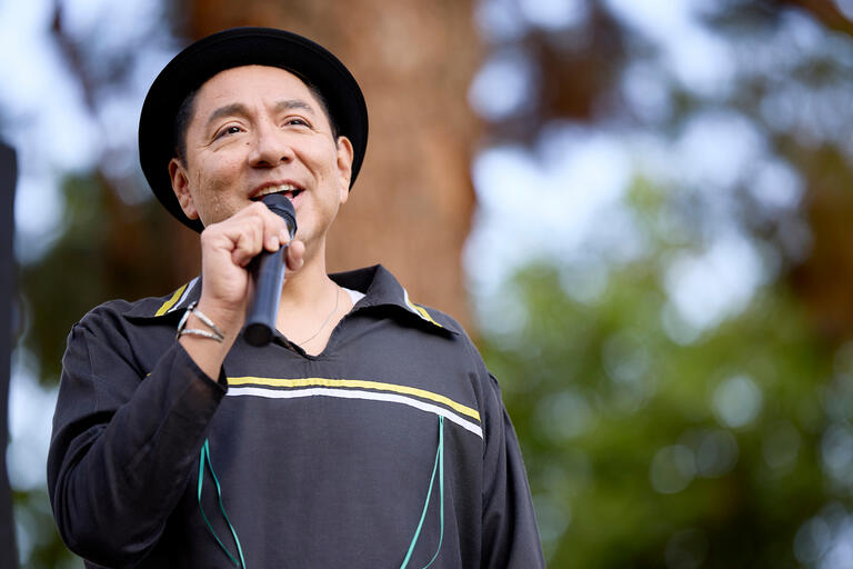 Kyle Ethelbah speaking during Sunrise Ceremony