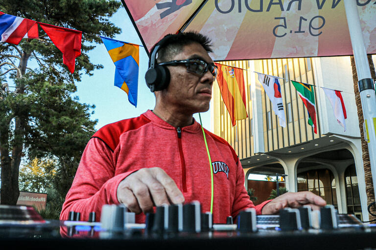 Dj performing at 2023 UNLV RebFest on the campus of UNLV