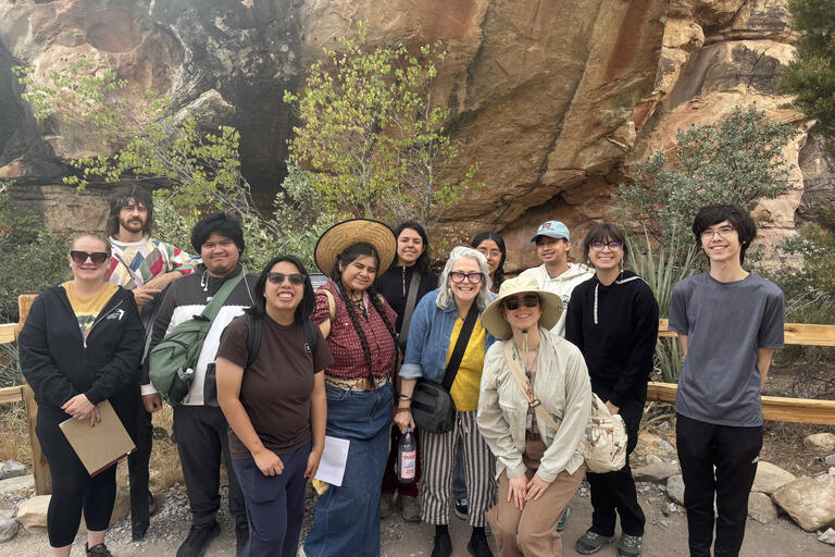 A group of teachers and students on a field trip to Red Rock Canyon