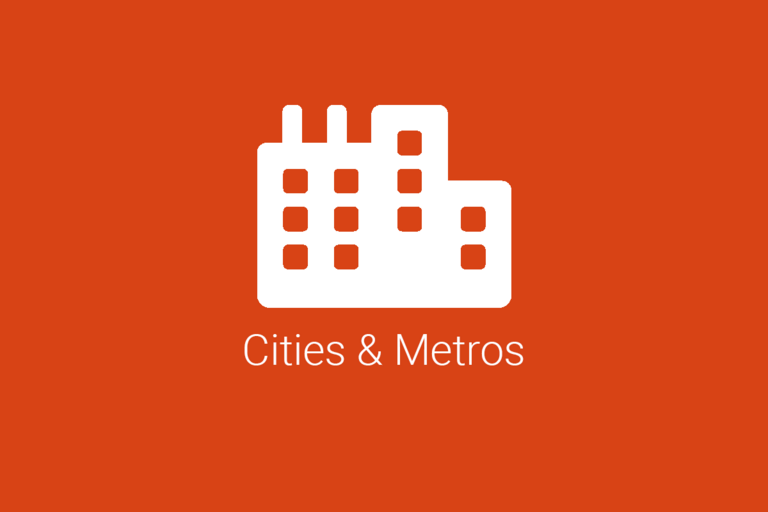 Picture of building. Cities and Metros logo