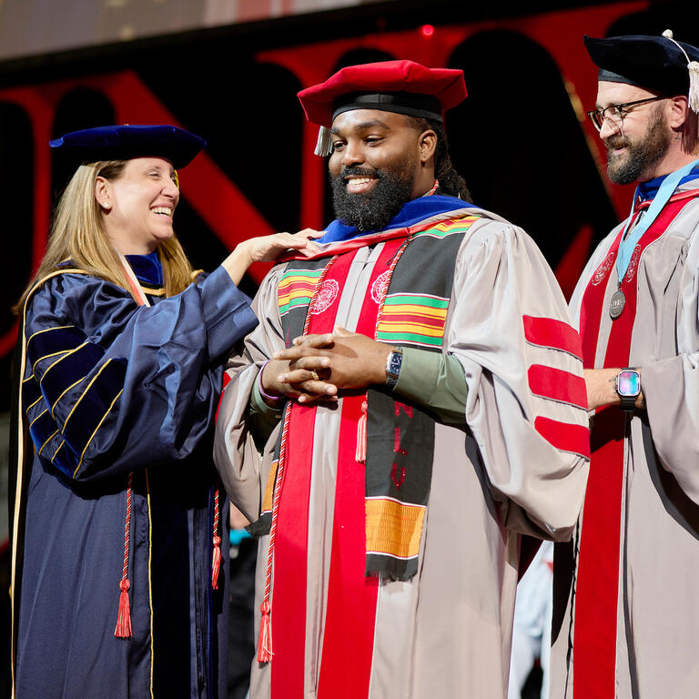 Joseph Simmons, Jr. during UNLV Commencement hooding ceremony