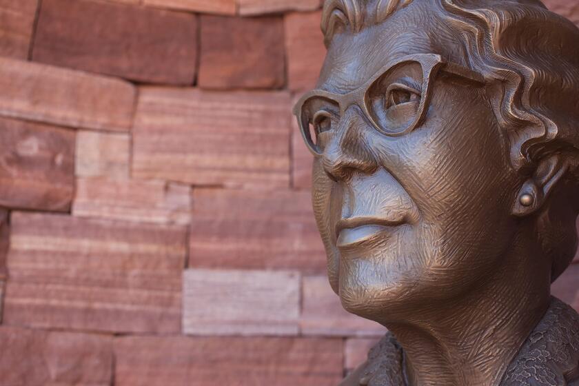 Bust of Maude Frazier on Pioneer Wall