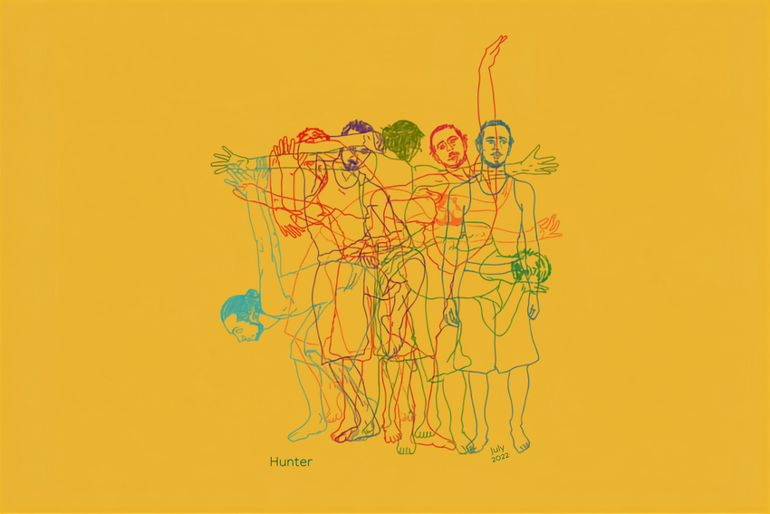A dancer in many different colors and positions is featured in this promotional drawing.