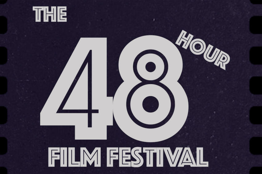 The background image is a strip of film. The text reads, &quot;The 48 Hour Film Festival.&quot;