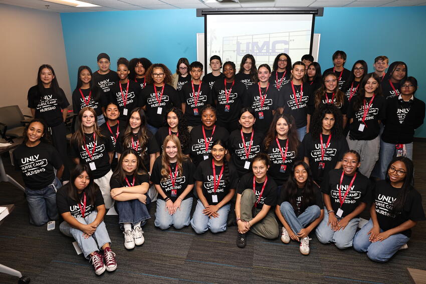 A large group of nursing students posing for a picture