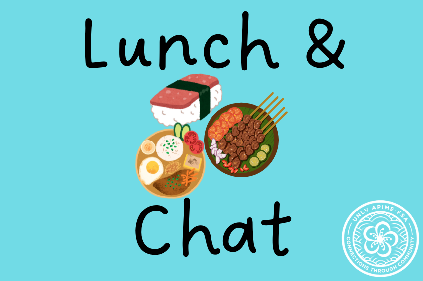 Lunch and chat logo with a picture of food