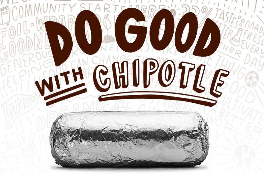 Do good with Chipotle. Chipotle burrito wrapped in foil.