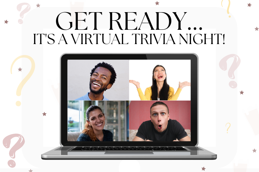 Get Ready, it's a virtual trivia night. Four friends playing virtual trivia.