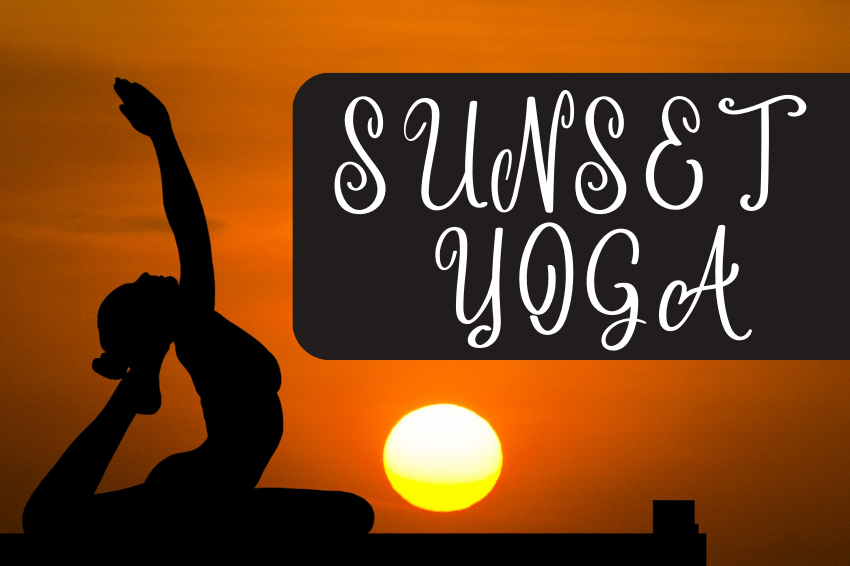 Sunset Yoga photo with woman doing yoga pose