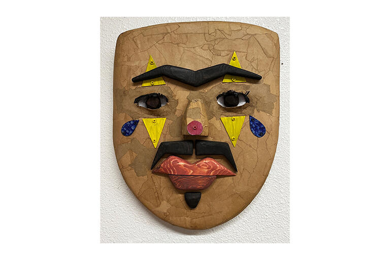 &quot;Autorretrato: El Payaso Siempre Llora.&quot; Self-portrait art piece of a person crying.