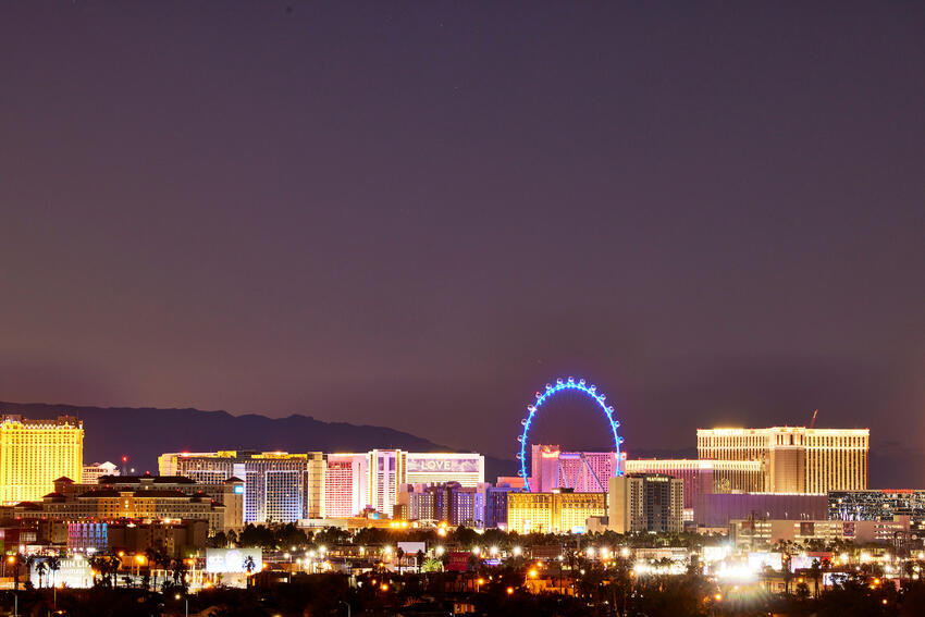 Wide view of the Las Vegas Strip at night