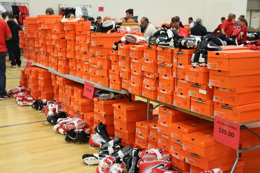 Boxes of tennis shoes