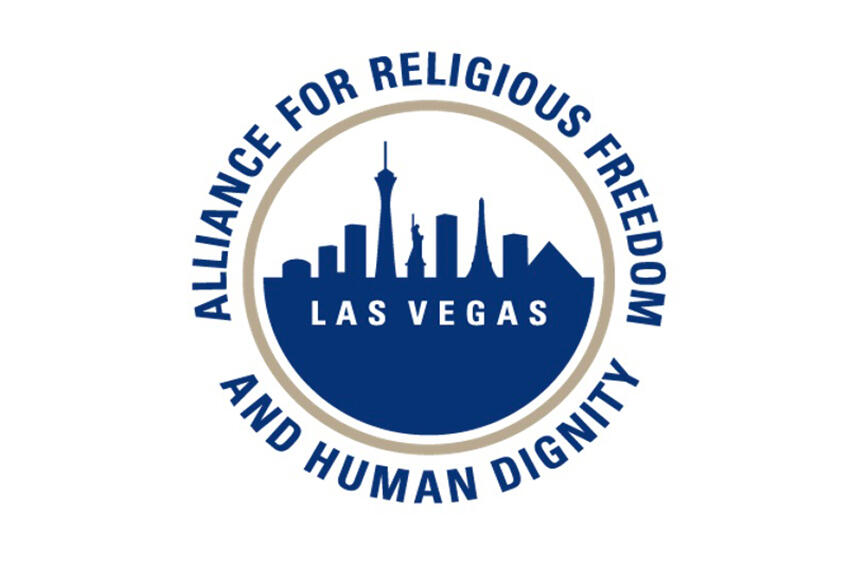 Logo for the Las Vegas Alliance for Religious Freedom and Human Dignity. An outline of the Las Vegas strip.