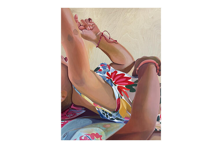 Painting of a child's arms from the "LULLABIES" thesis exhibition.