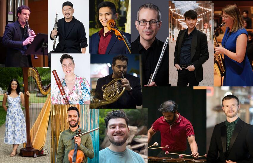 A collage of musician's portraits