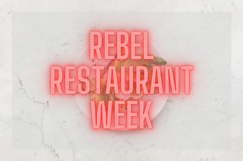 Rebel Restaurant Week. A plate of food placed on a marble countertop.