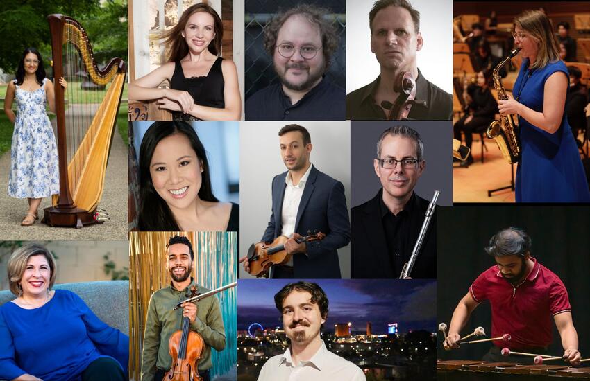 A collage of musician's portraits