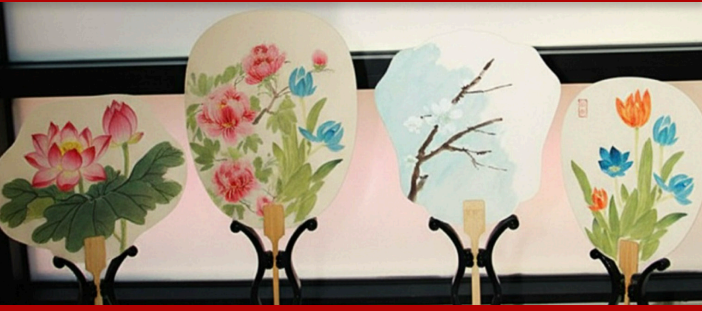 Chinese painted paper fans