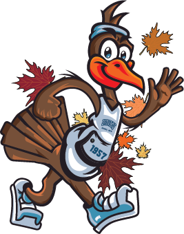 Cartoon turkey trot logo