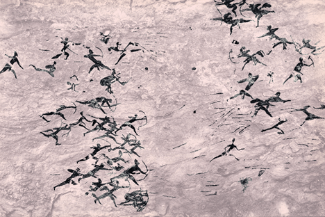 An image of drawings on a rock