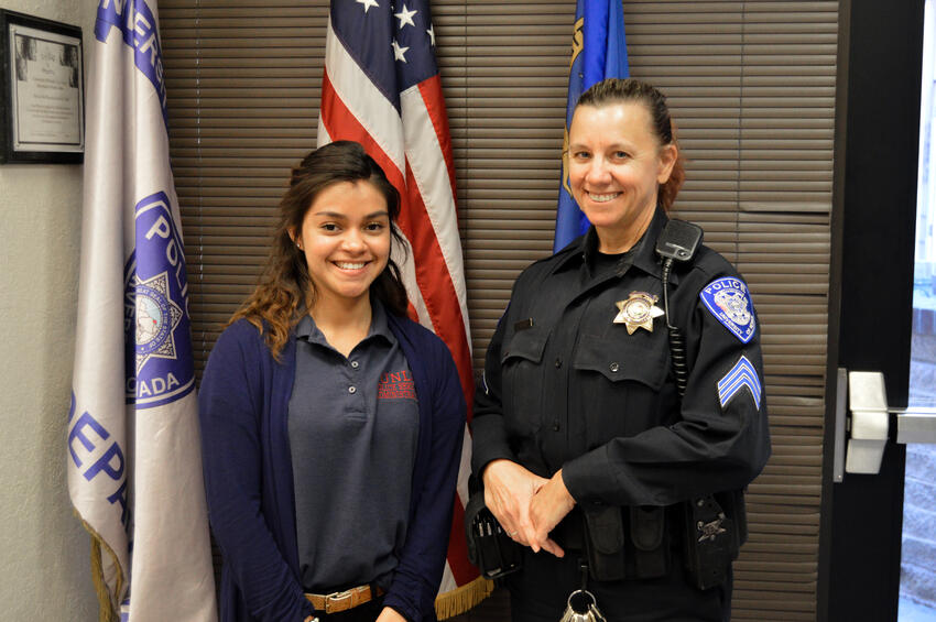 Female UNLV Student and Sgt. Denise Lutey