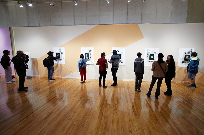Students viewing art at the Barrick Museum