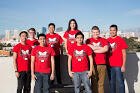 UNLV students in red shirts