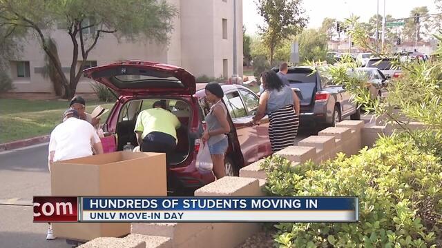 Still from local news channel showing UNLV Move-In day