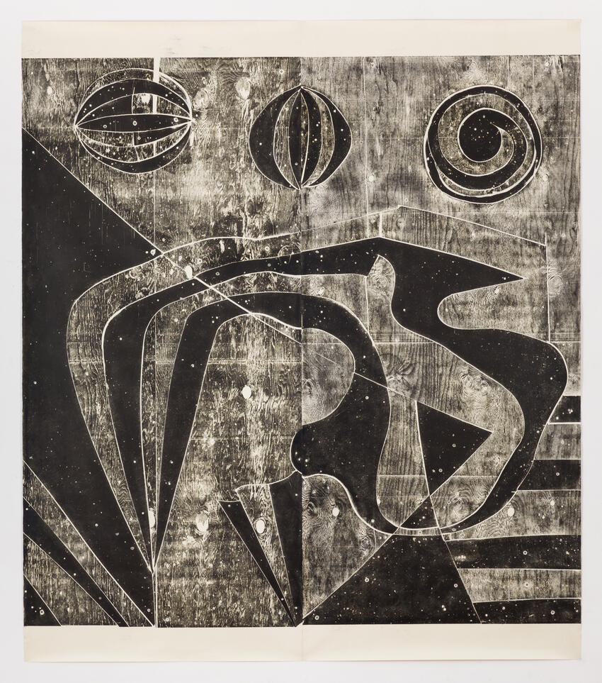 Mel Kendrick Spinners 1, 1993 Woodblock on Kozo paper, mounted on canvas