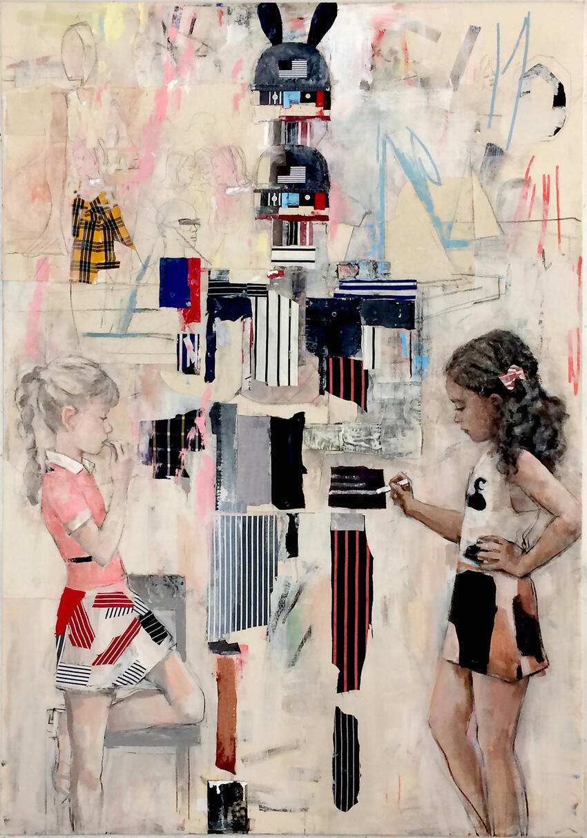 Art by Mike Cockrill call Untitled History 2017 - a collage with 2 young girls