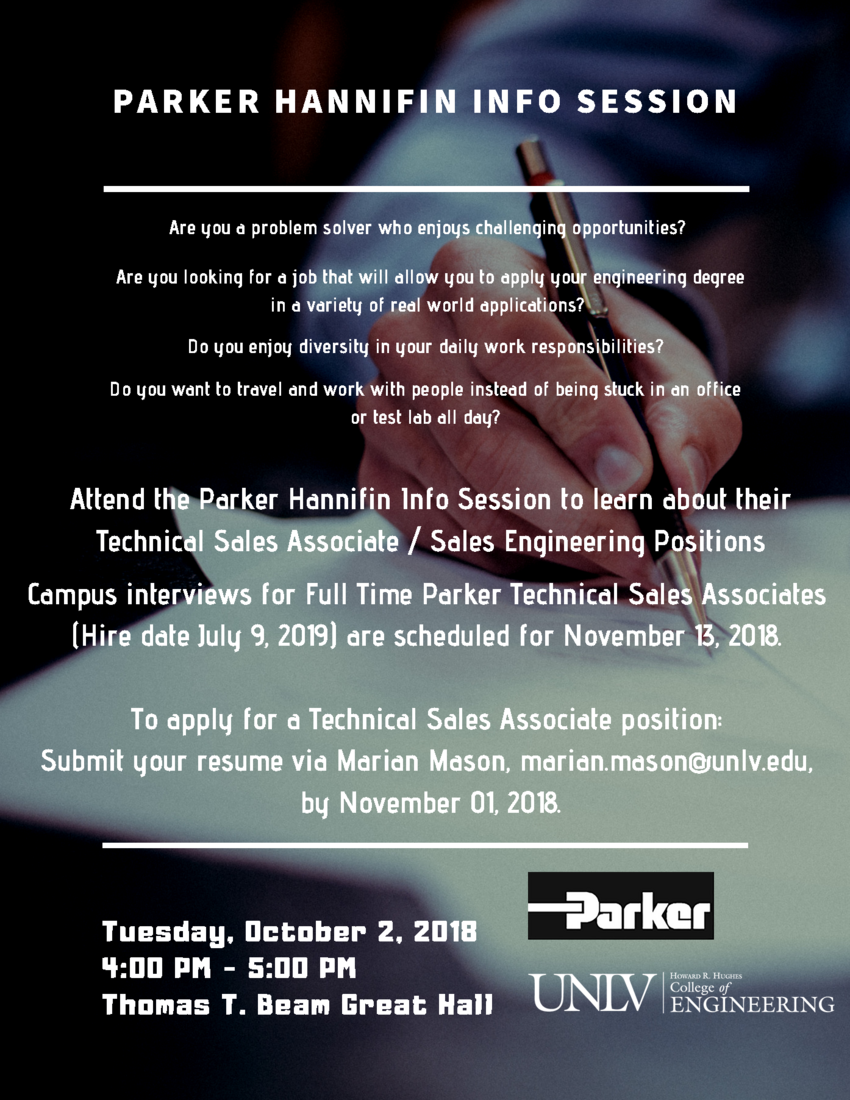 Parker Hannifin Info Session poster
