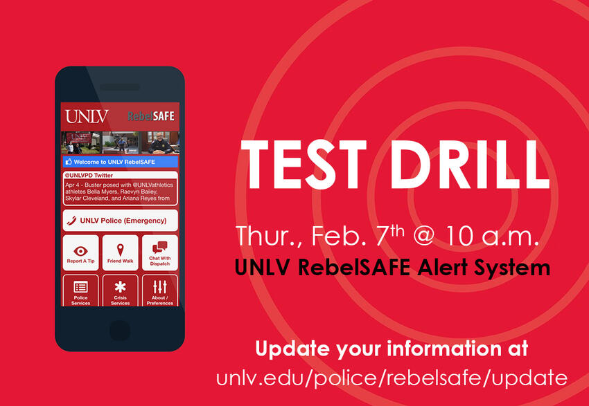 UNLV RebelSAFE Alert System Test Drill poster