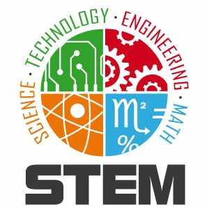 Logo for Stem that says science, technology, engineering, and math