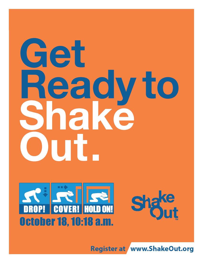 Shake Out Earthquake drill poster