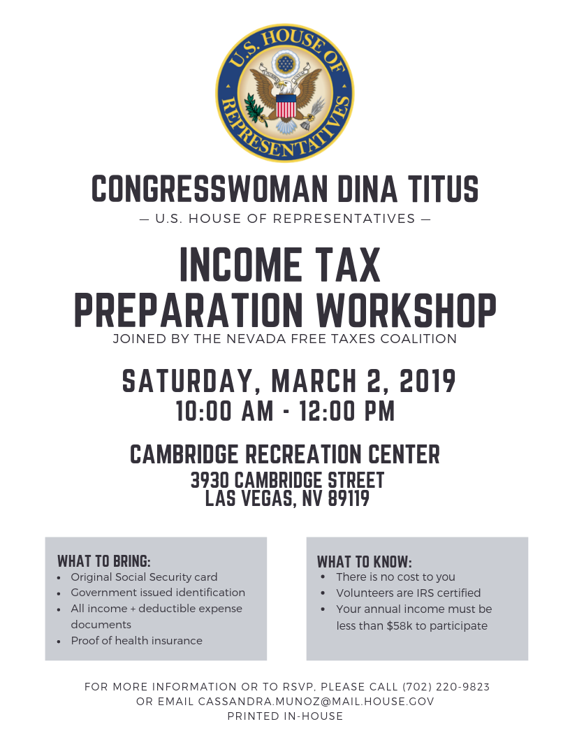 Income tax preparation workshop poster