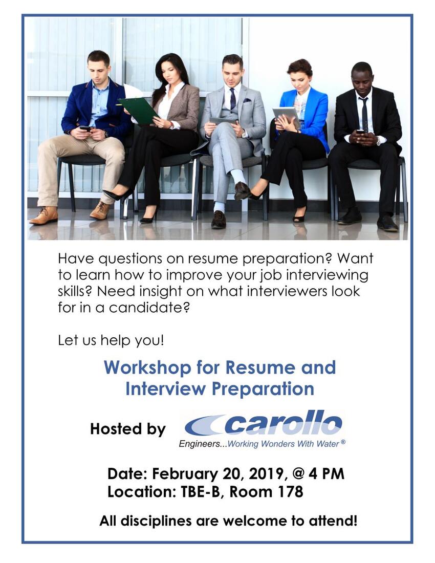 Workshop for resume and interview preparation poster