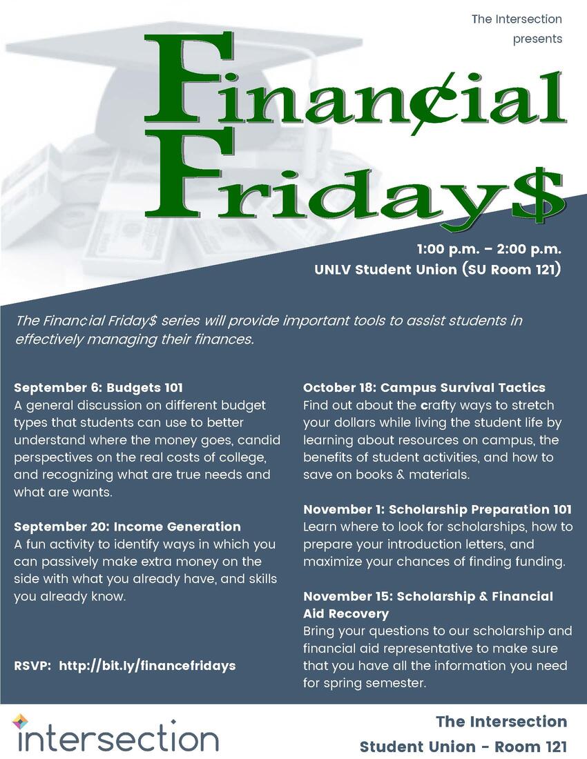 Financial Fridays schedule. See description for details.