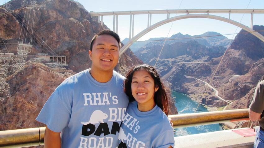 Couple posing at Hoover Dam